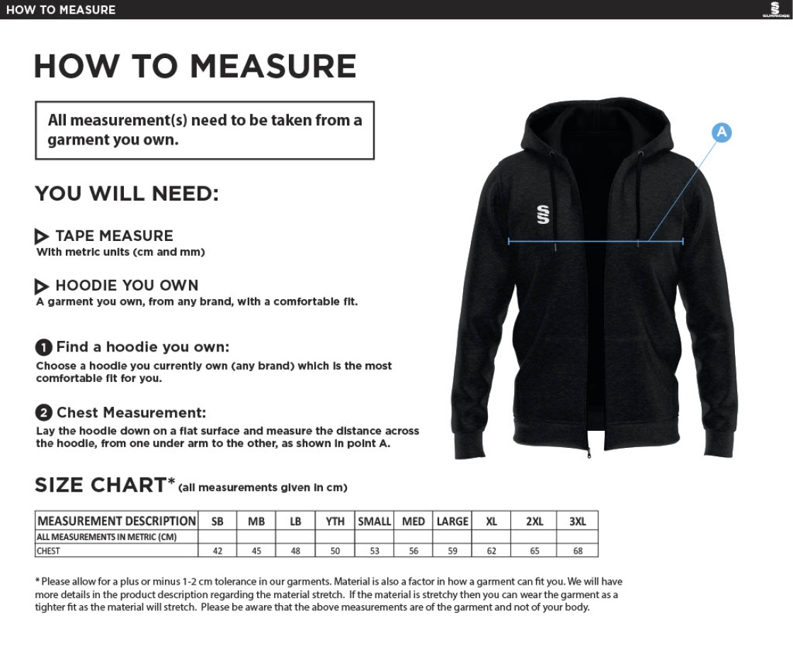 Golborne Hockey Club Dual Hoody - Size Guide